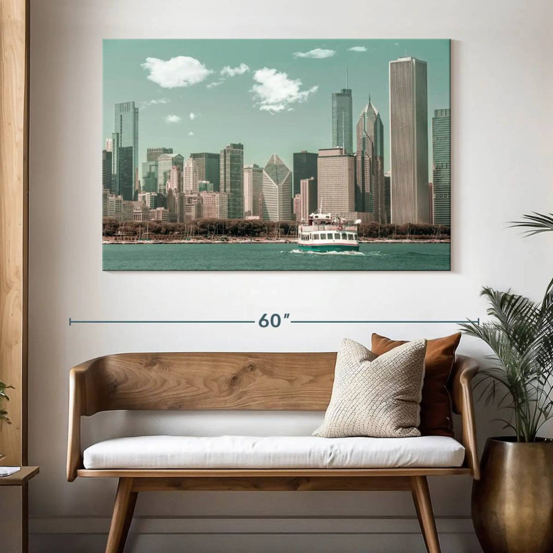 Style rétro Sirci Chicago Skyline, H 34 po x l 51 po
