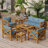 Barva 27.9" W x 28.7" D x 24" H Acacia Wood Club Armchairs with Blue Cushions (Set of 4)
