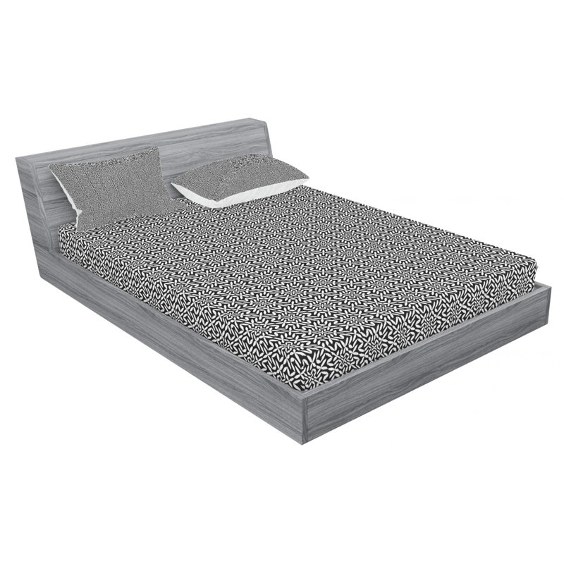 Microfiber Patterned Fitted Sheet, Queen Fitted Sheet with 2 Pillowcases