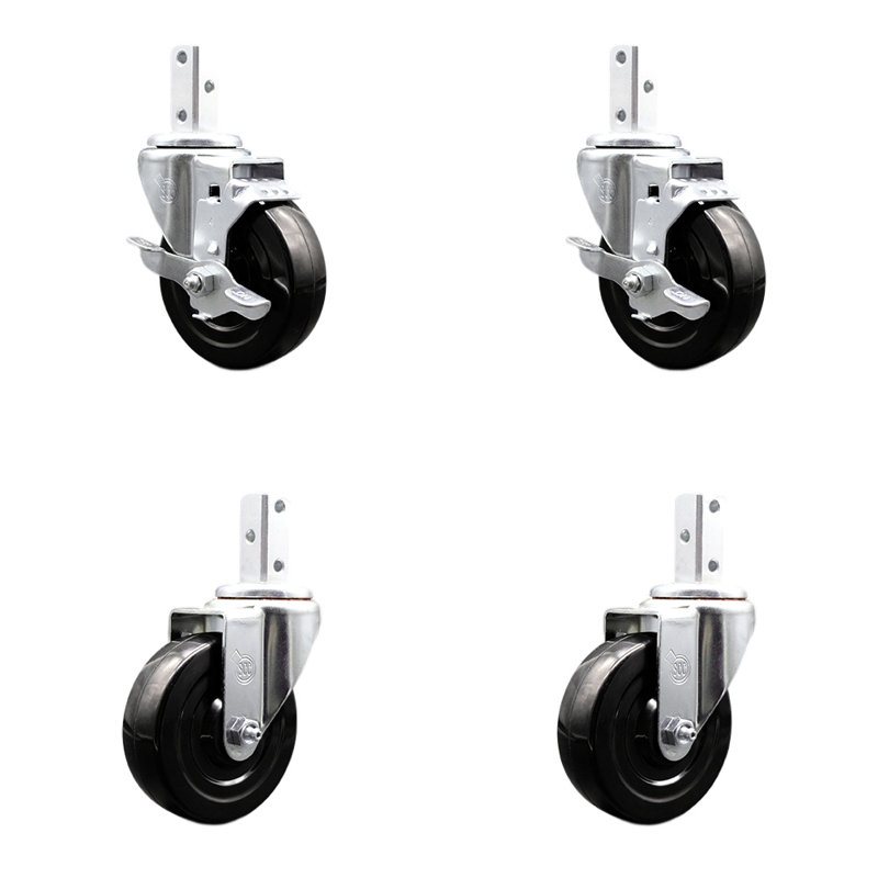 4 Piece Hard Rubber Caster Set