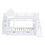Lit superposé de style château double avec 2 tiroirs, 3 tablettes et glissière - blanc-912376152-912376159