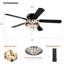 Ventilateur de plafond 52 "en cristal avec lumière DEL intégrée 3CCT à intensité variable et télécommande
