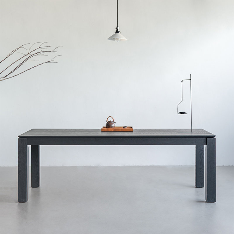 78.74" Black Rectangular Solid Wood Dining Table, 29.53"H x 86.61"L x 33.46"W