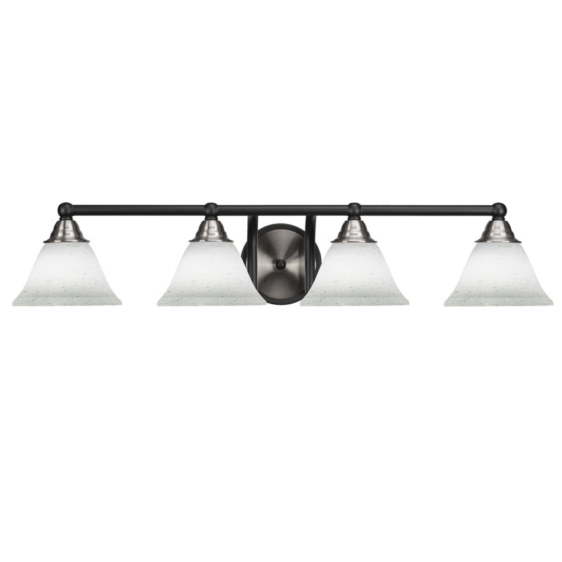 Barre d'éclairage de salle de bain 4 lumières Michell, Noir mat / nickel brossé