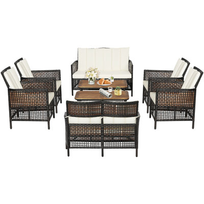 Zayna Acacia 8 - Person Patio Conversation Set with Cushions