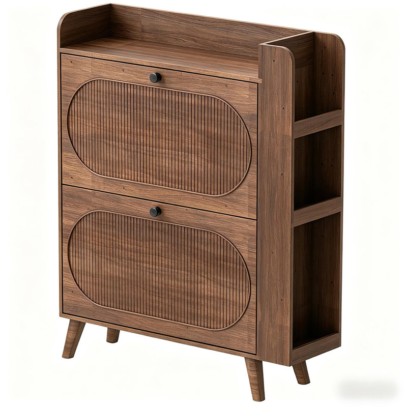 Armoire à chaussures pour hall d'entrée avec 2 tiroirs rabattables, Brun
