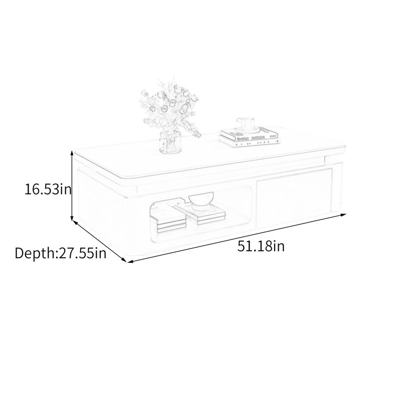 Table basse Luxury, Noir, H 16,53 po x L 51,18 po x l 27,55 po