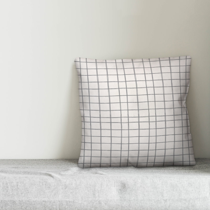  Coussin Drawn, Blanc / Gris, 20 po x 20 po