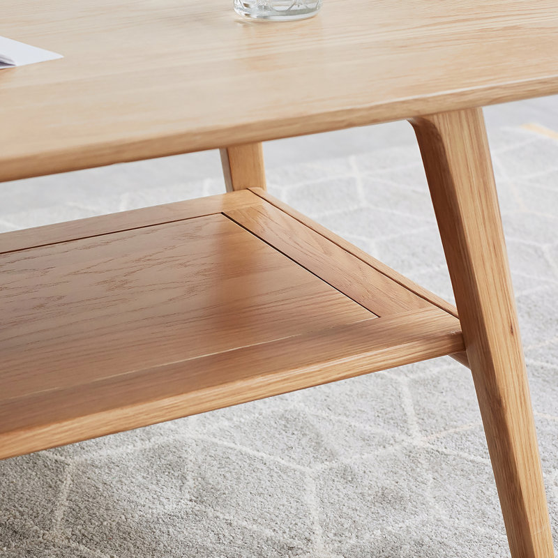Center Table Low Table 100% Solid Wood Top Plate Desk Coffee Table With Storage Shelf
