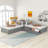 L-shaped Platform Bed with Trundle and Drawers Linked with built-in Desk-85015934