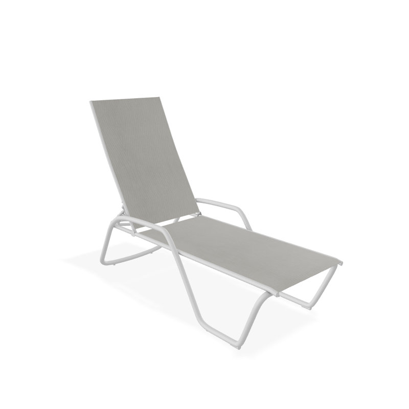 Outdoor Rust-Resistant Metal Chaise Lounge, Textured White, Augustine Oyster
