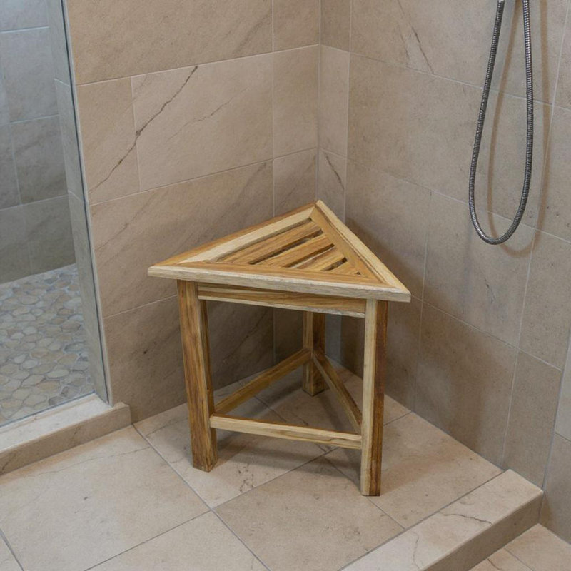 Banc de douche en coin en teck de 18 po Hotel, Naturel