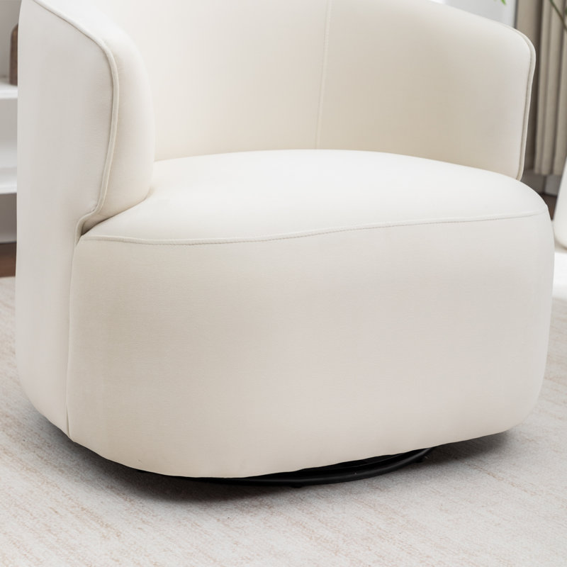Fauteuil demi-tonneau pivotant rembourré Tybias, Beige
