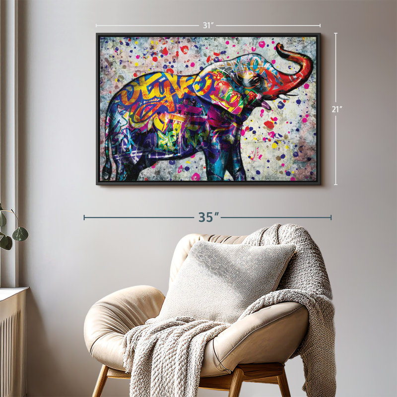 Animal "Éléphant coloré épique", H 31 po x l 21 po