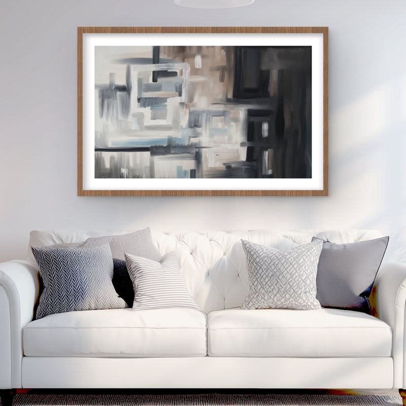 Naught - Reproduction matte abstraite encadrée noire pour la décoration intérieure