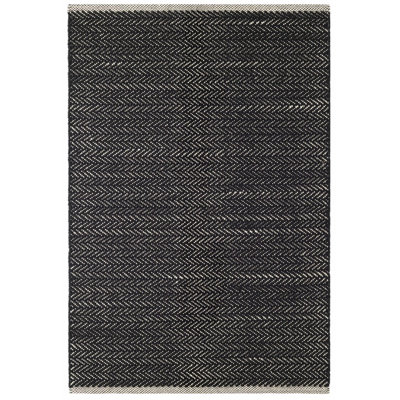 Herringbone Black Handwoven Cotton Rug