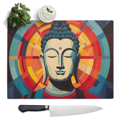 Buddha Geometric  Glass Chopping Board