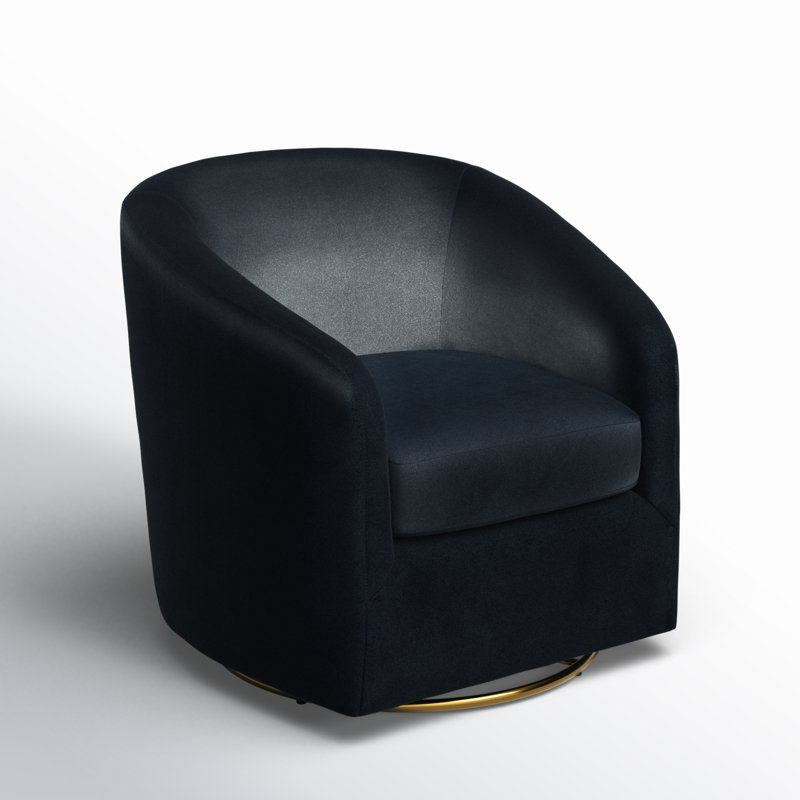 Holden Velvet Swivel Accent Chair, Black Velvet