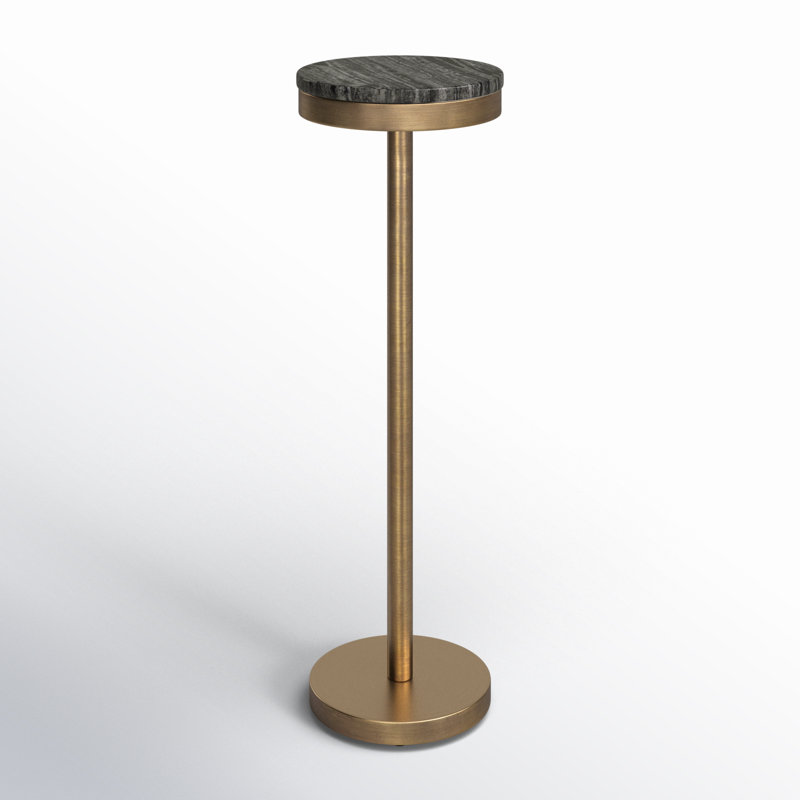 Black Marble and Brass 24" Drink Table