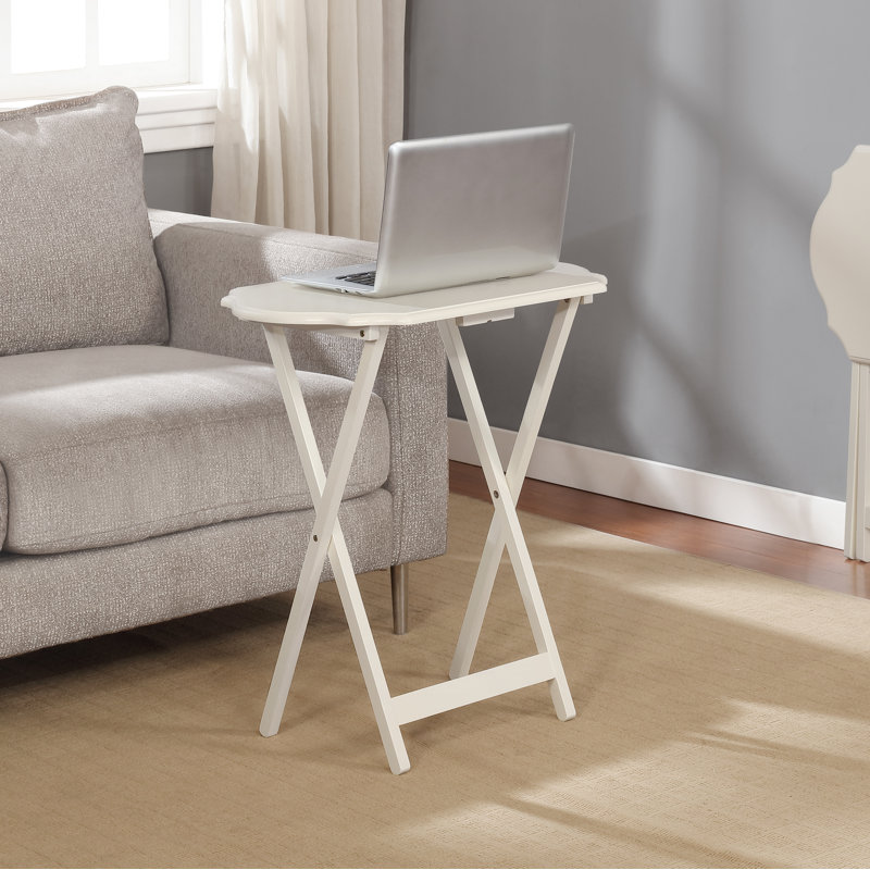 Bailie Folding Snack End Table, White