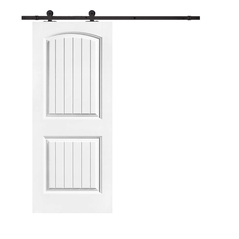 Porte de grange lambrissée en bois et métal apprêté avec trousse de quincaillerie d'installation, 36 po x 80 po, Noir