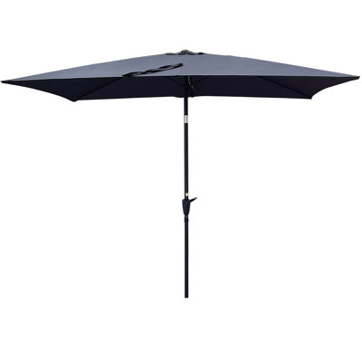 Parasol extérieur imperméable 6 x 9 pi avec manivelle et bouton poussoir inclinable sans rabat pour jardin