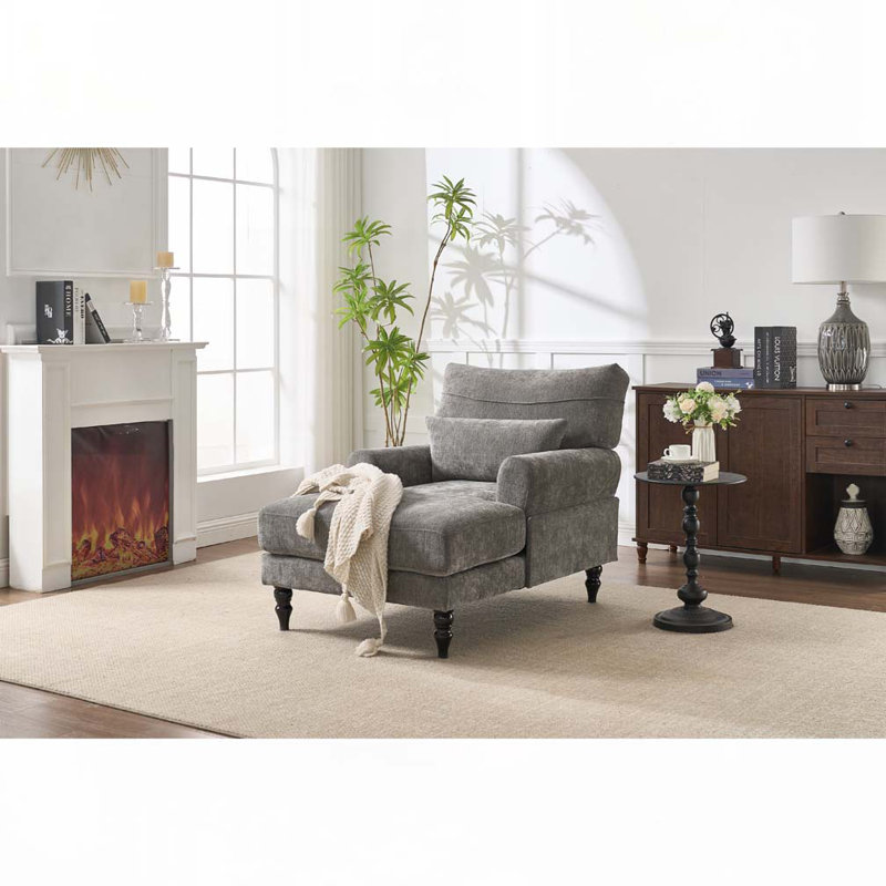 Chaise longue d'intérieur rembourrée, Gris