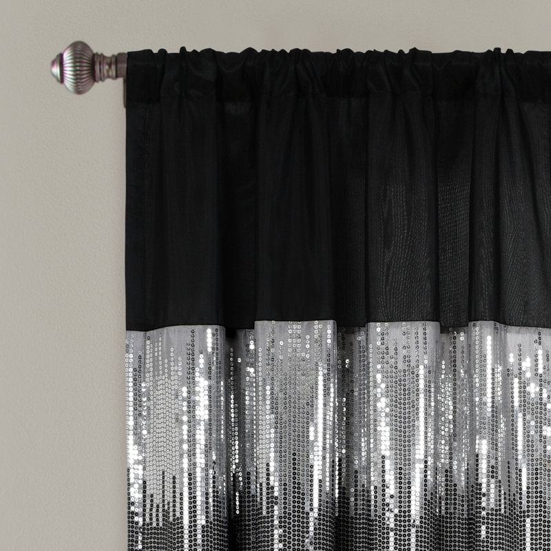 Sheer Curtain Single Panel, Black/White