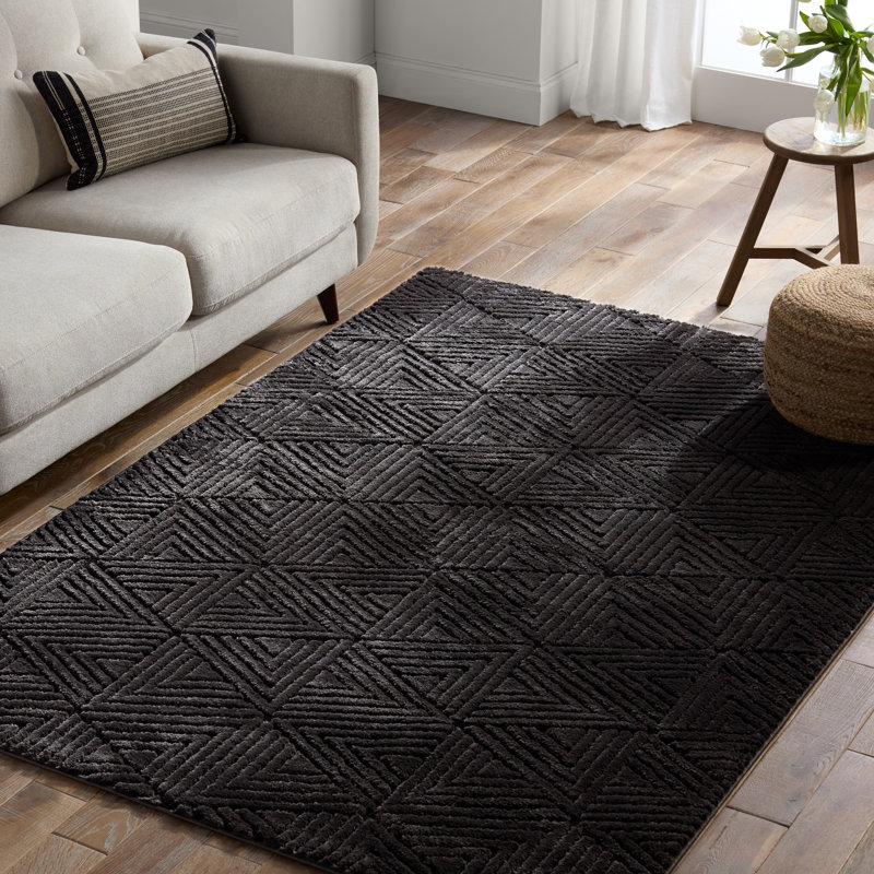 Jaipur Living Ziazan Geometric Black/Black Area Rug, Rectangle 7'6" x 10'