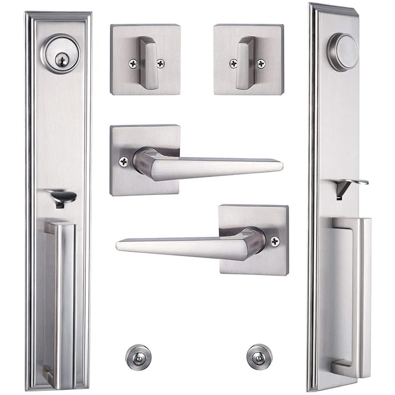 Lever Handleset with Single Cylinder Deadbolt and Door and Rosette