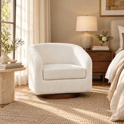 Fauteuil demi-tonneau pivotant rembourré, fauteuil d'appoint en tissu pour le salon, chambre à coucher