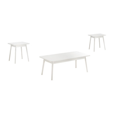 Ensemble de table de salon 3 pièces avec table basse et deux tables de bout blanches
