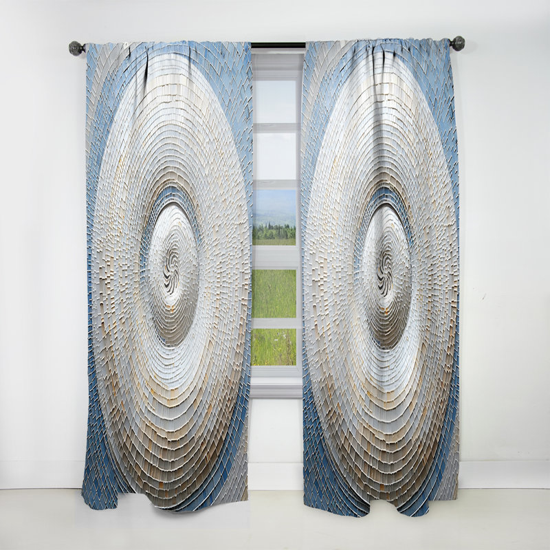 Eloise Silver Swirl Shell Fish - Nautilus Curtain - Velvet Room Darkening - 1 panel, 52" W x 108" L