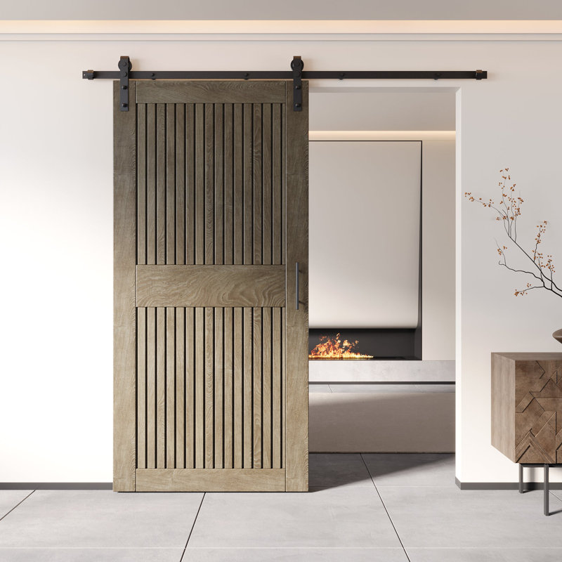 Porte de grange à rayures verticales non assemblée et non assemblée de 40 po x 84 po Homacer, 40 po x 84 po