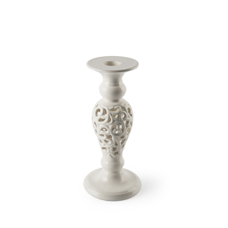 White Home Concrete / Cement Candlestick, 20 cm x 9 cm
