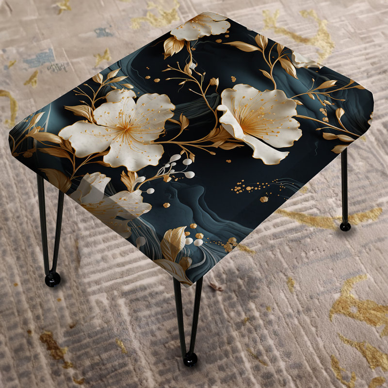 Repose-pieds rectangulaire en marbre Gilded