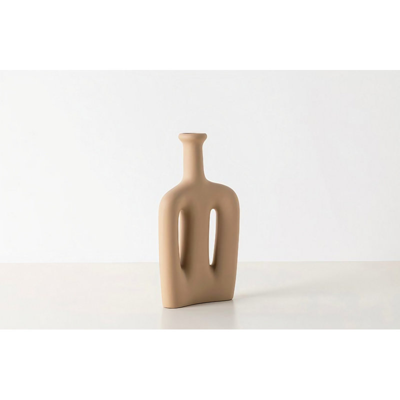 Coryann Ceramic Table Vase, Cream, 14cm H x 7cm W x 27cm D