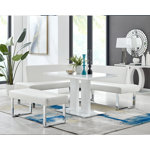 Darcie 2-Piece Contemporary Corner Sofa in Faux Leather and Chrome Metal