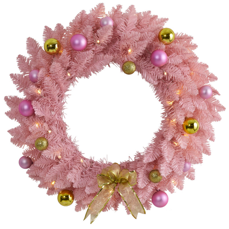 Faux Lighted Pine 24'' Wreath