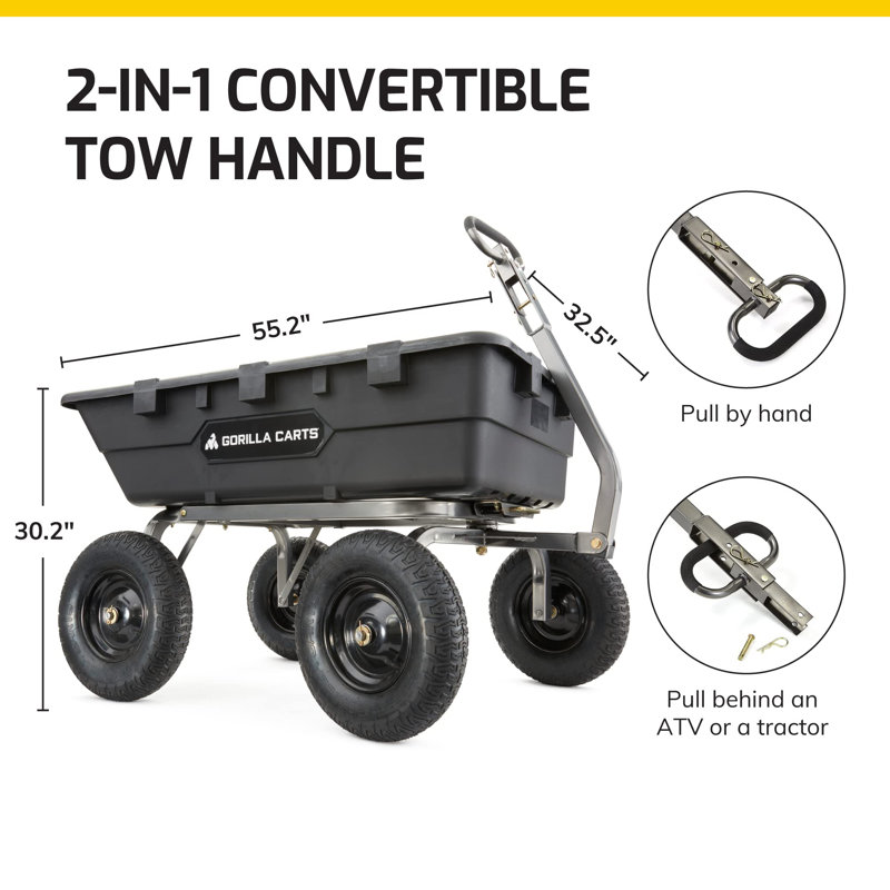 Chariot de jardin en poly robuste avec capacité de 1500 lb