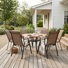6-Person Round Patio Dining Set With Stackable Textilene Chairs