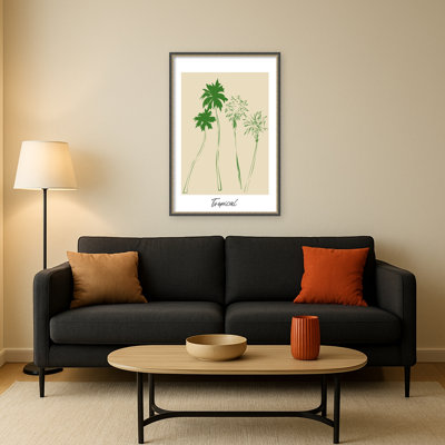 «Tropical 02 Green Palm» par Treechild, reproduction d'art sur toile encadrée