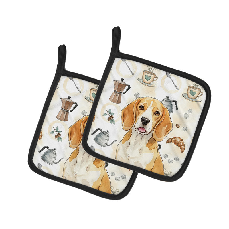 Paire de porte-cafetières citron et blanc Beagle