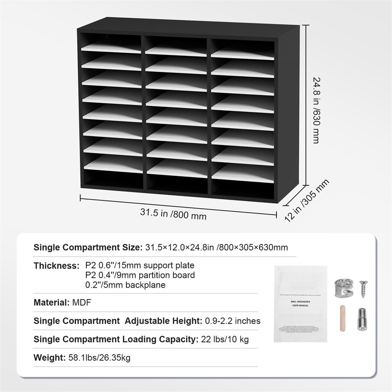 Rangement à 27 compartiments, H 34,96 po x l 15,28 po x P 8,74 po, Noir