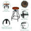 Tabouret de bar pivotant à hauteur réglable de 24 à 29 po Korede avec siège en placage de bois brun et base en métal noir (ensemble de 2)-947003835