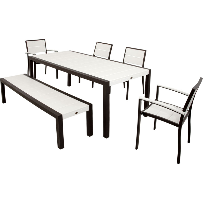 TREX Outdoors Surf City 6-Piece Dining Set, Textured Bronze / Classic White