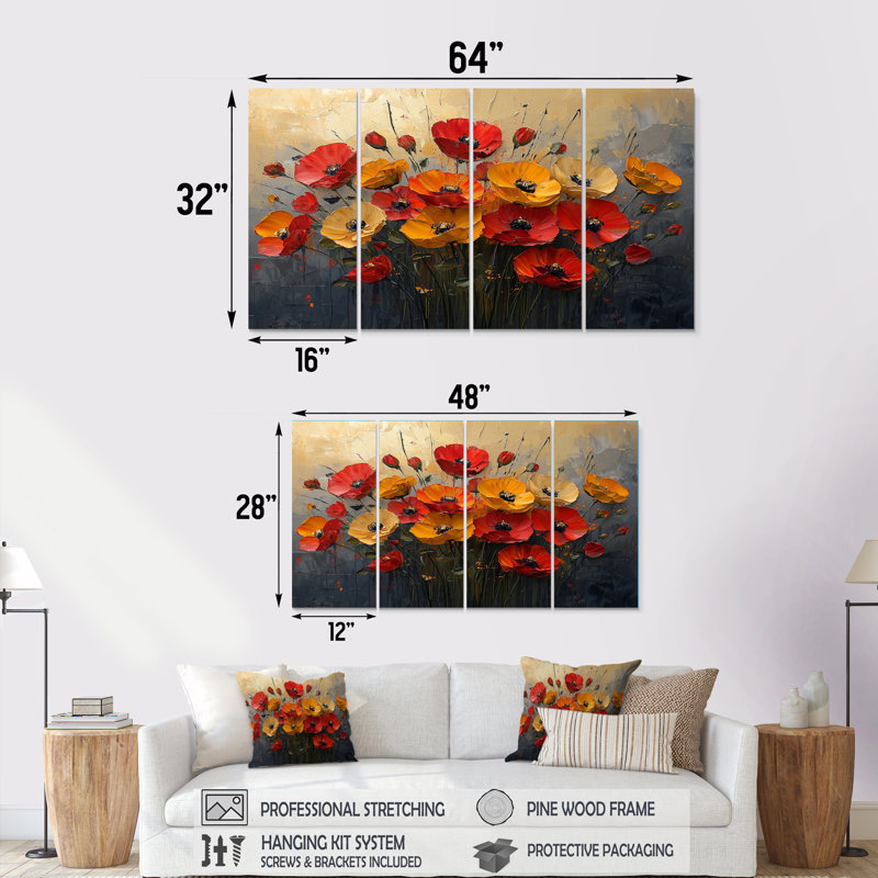 Coucher de soleil aux nuances de rose dans le vent II - Art mural - Art mural, 4, H 32 po x l 64 po
