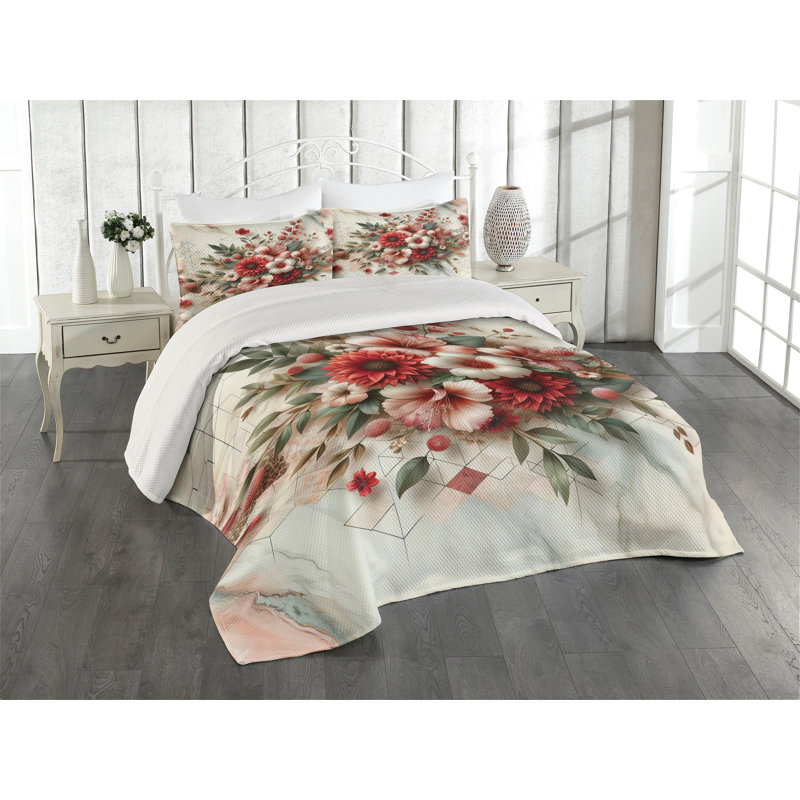 Polyester Floral Coverlet, King Coverlet + 2 Standard Shams