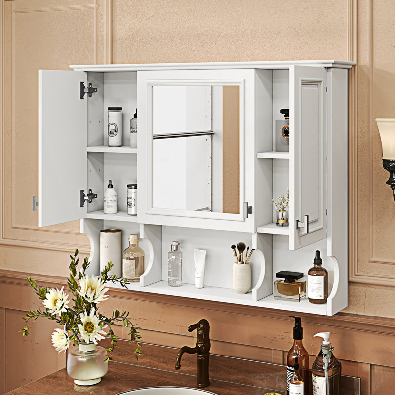 Armoire à pharmacie murale, armoire de salle de bain moderne, armoire à miroir avec tablettes ouvertes, armoire de vestibule
