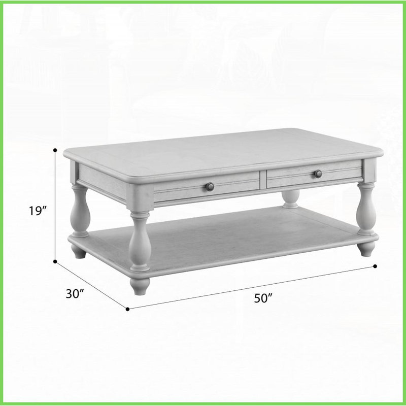 Table basse côtière grise Oyster pour salon, assemblage facile Facile à nettoyer, L 50 po x l 30 po x H 19 po